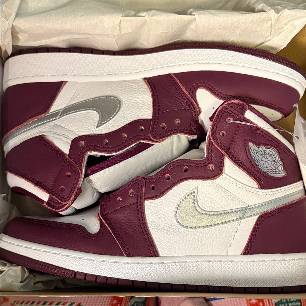 Nike Air Jordan 1 Retro High OG in Bordeaux and Metallic Silver